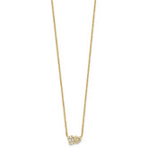 Sterling Silver Gold-tone Polished Heart and Rectangle with Round and Baguette CZ 16 Inch with 2 Inch Extension Necklace